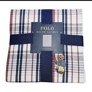 New Polo Ralph Lauren Blanket Throw Fisherman Polo Bear Cotton Navy 50X70 NWOT